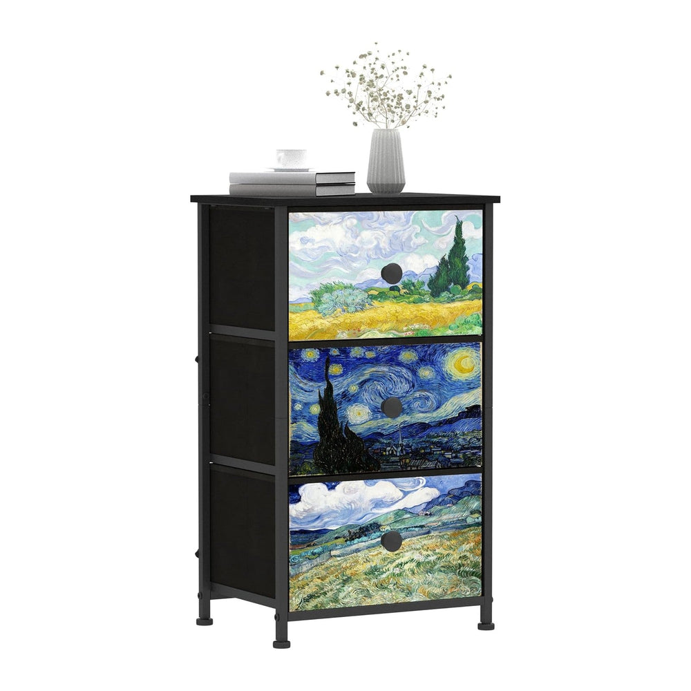 Dresser with 3 Drawers Van Gogh Drawer Dresser for Bedroom Narrow Nightstand ...