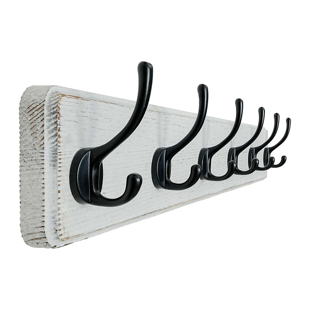 Dseap Coat Rack Wall: 24" Long, Patented, Heavy-Duty, 6-Double-Hooks Woo...