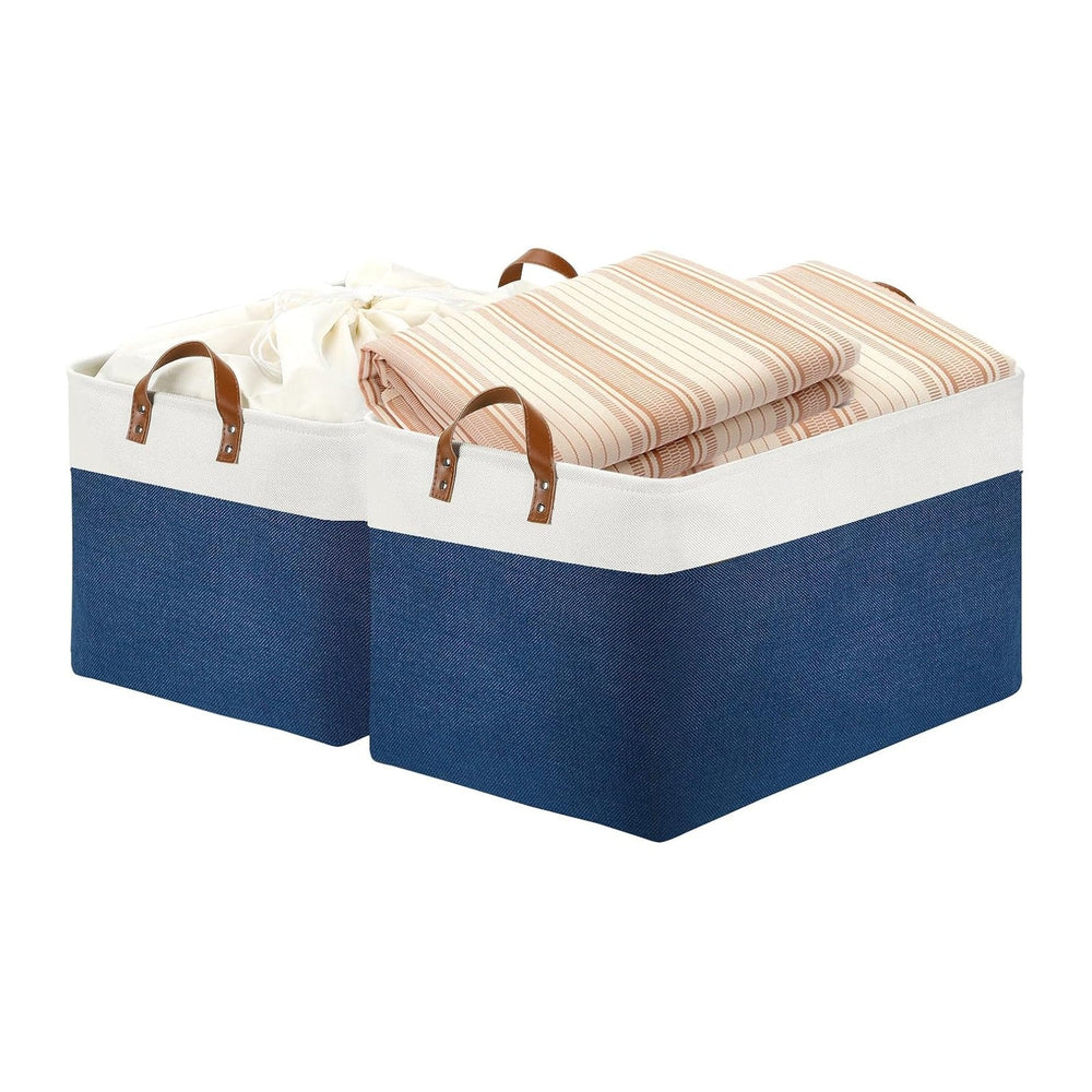 DULLEMELO 2-Pack Extra Large Blanket Basket Fabric Storage Baskets