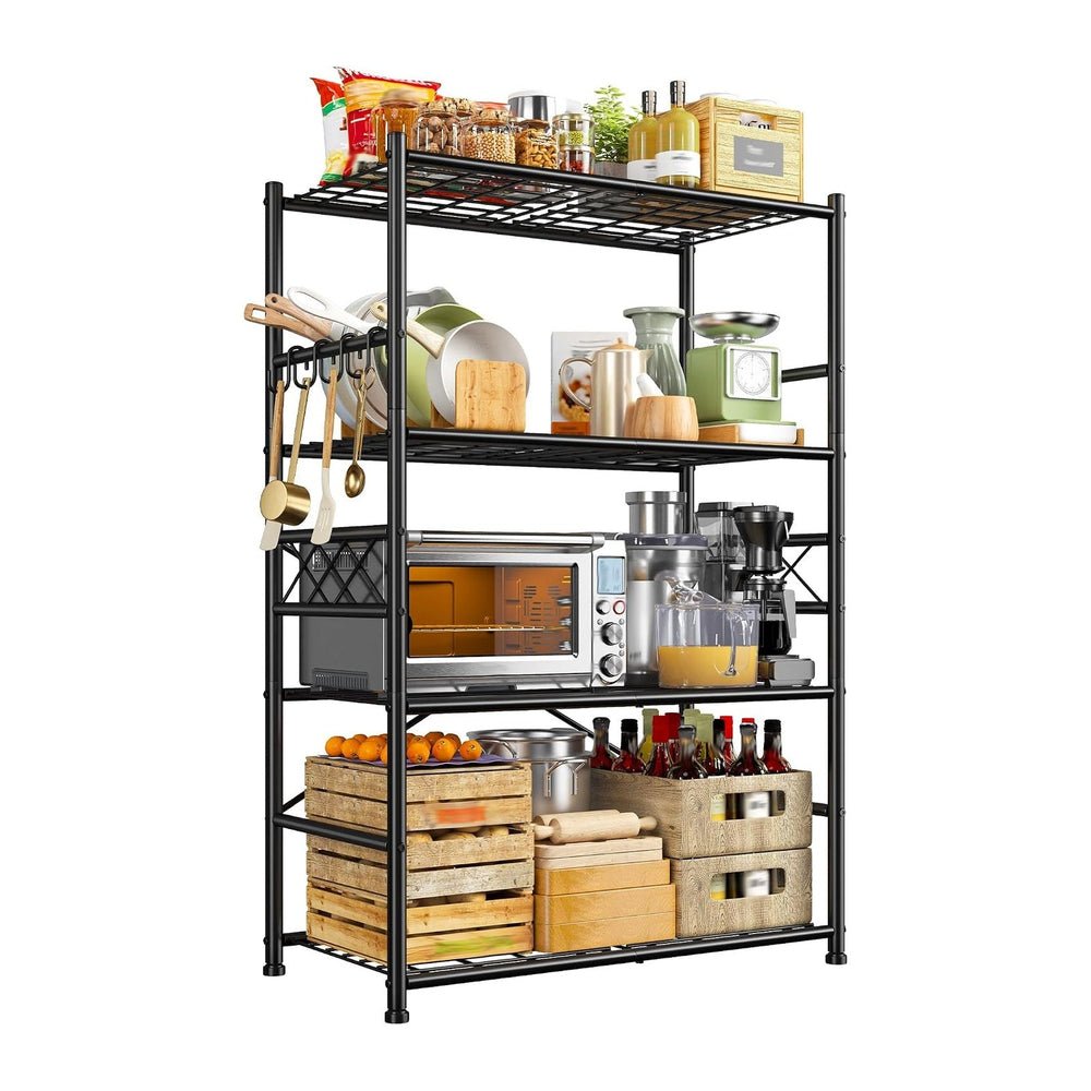 DurayLoly 5-Tier Metal Shelving with Hooks & Side Panel for Kitchen Pantry