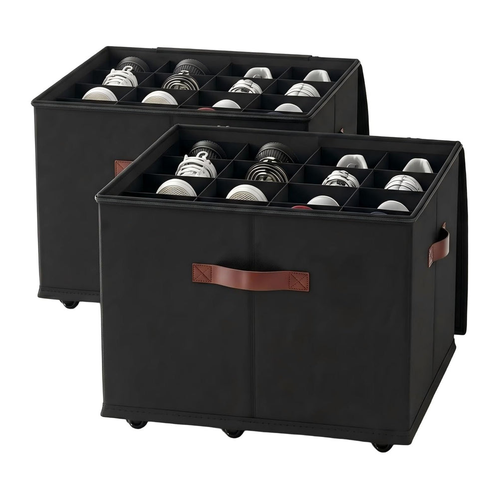 EE-RoomWorld 2 Pack rolling shoe rack on wheels,No Assemble Required shoe org...