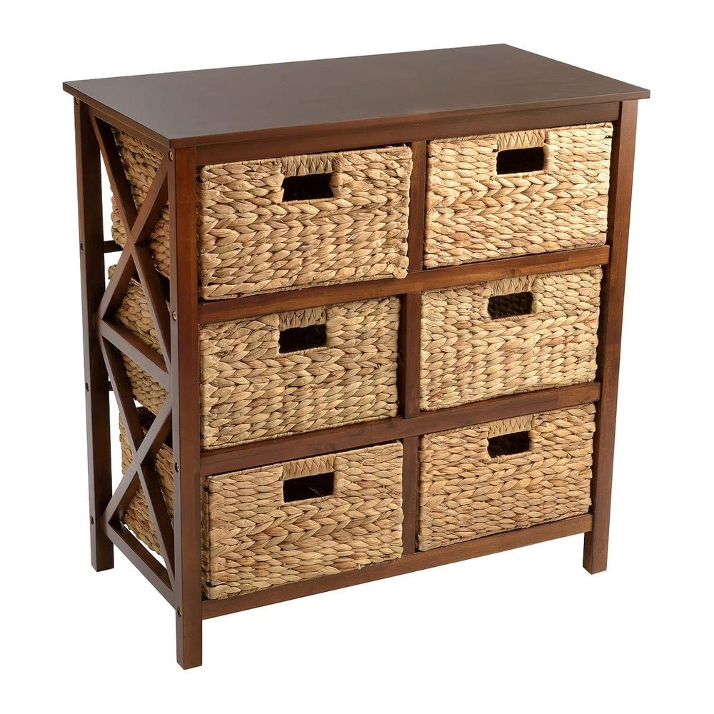 eHemco 3 Tier X-Side End Storage Cabinet, Walnut