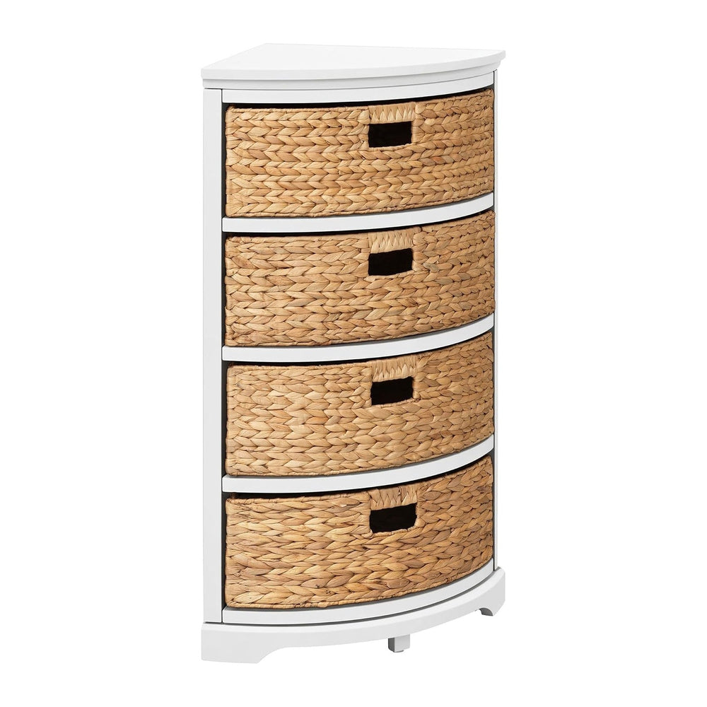 eHemco Hampton Meadows 4 Tier X-Side Corner Table Storage Cabinet, White