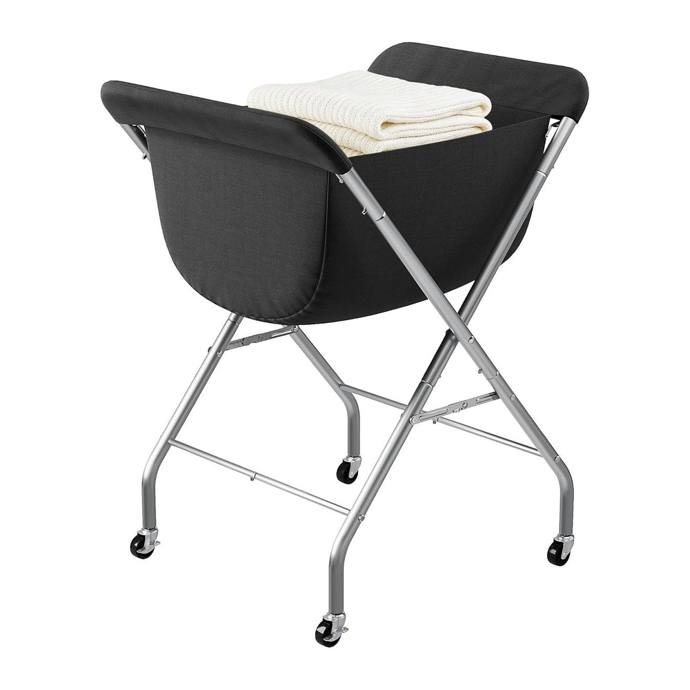 ELYKEN Laundry Basket with Wheels, Collapsible Laundry Hamper, Black