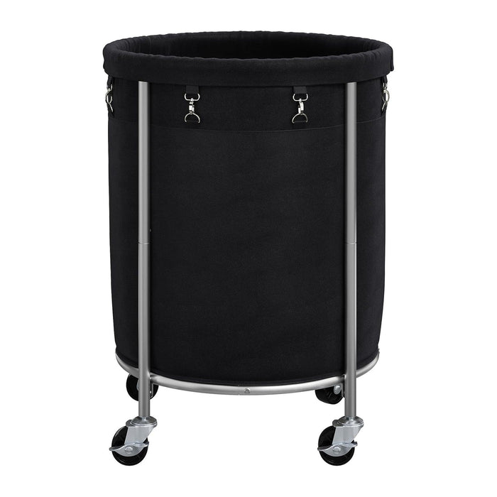 ELYKEN Laundry Basket with Wheels, Round Rolling Laundry Hamper, Black
