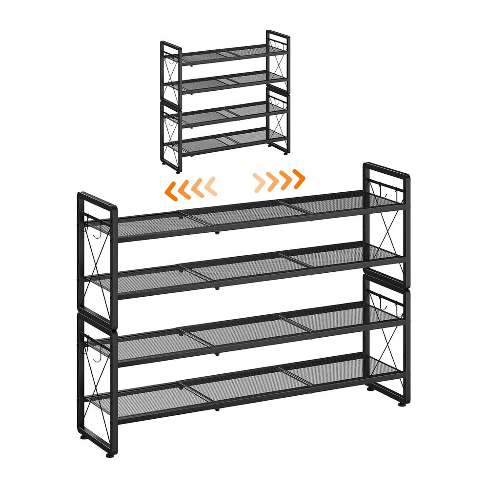 ELYKEN Shoe Rack, 4-Tier Expandable Shoe Organizer, Shoe Shelf for Closet