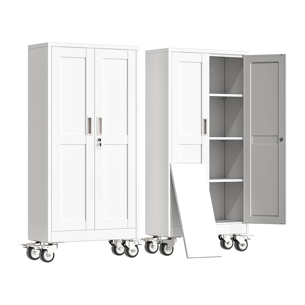 erosoei 61" H Metal Garage Storage Cabinet, Rolling Tool Cabinet with 2 ...