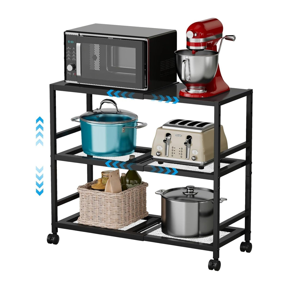 Expandable Metal Storage Shelves Rack with Wheels,3Tier Heavy Duty Shelving