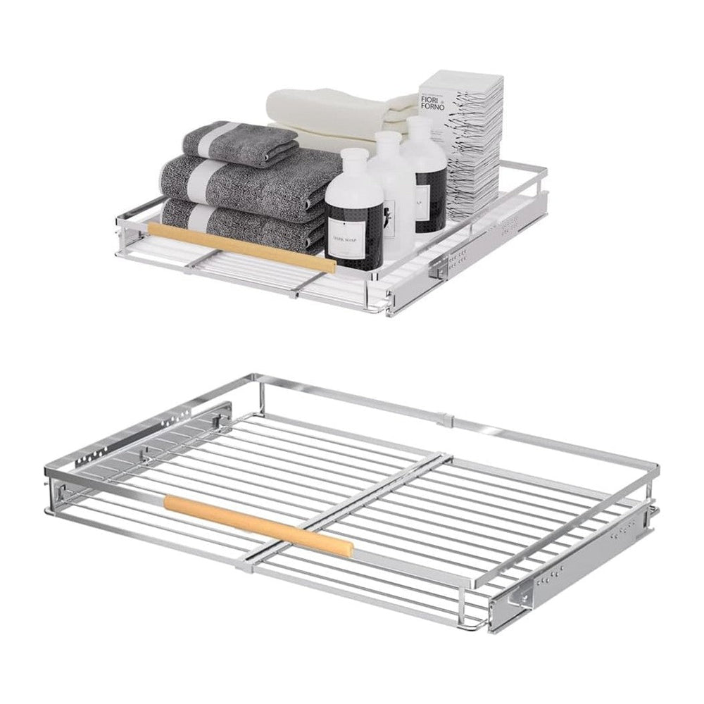 Expandable Sliding Basket, Pull-Out Cabinet Organizer, Heavy Duty Slide Out P...