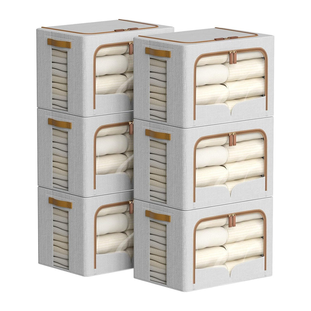 FHSQX 6 Pack Clothes Storage Bins with Metal Frame