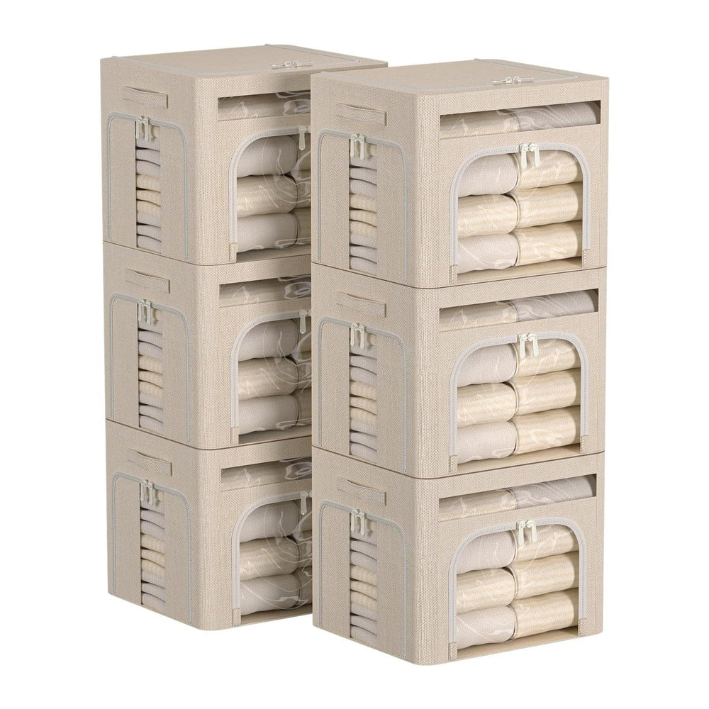 FHSQX 6 Pack Foldable Storage Bins for Clothes Clothes Storage Bins with Meta...