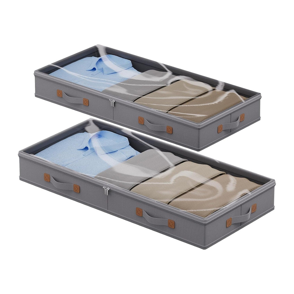FHSQX Under Bed Storage Container 2Pack 3 Inches Low Profile Under-bed Organi...