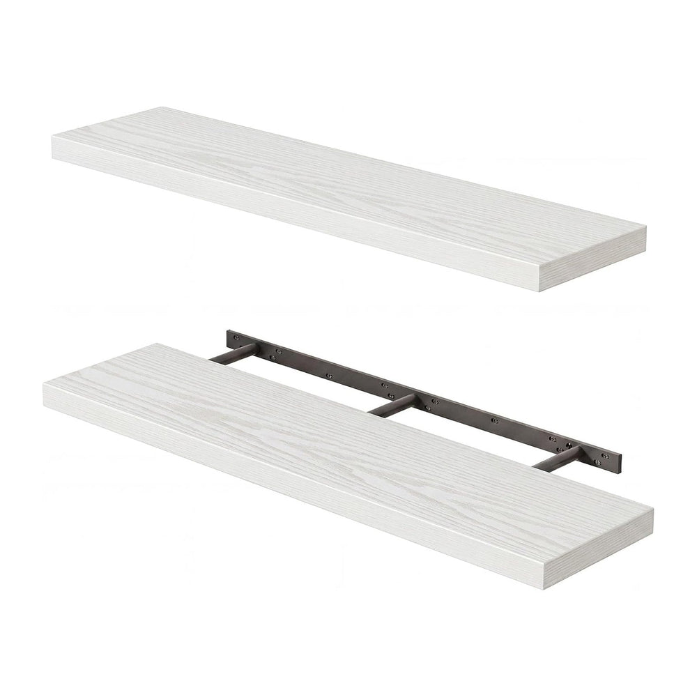 Fixwal Floating Wall Shelves for Decor (White, Set of 2, 35.4Inch)