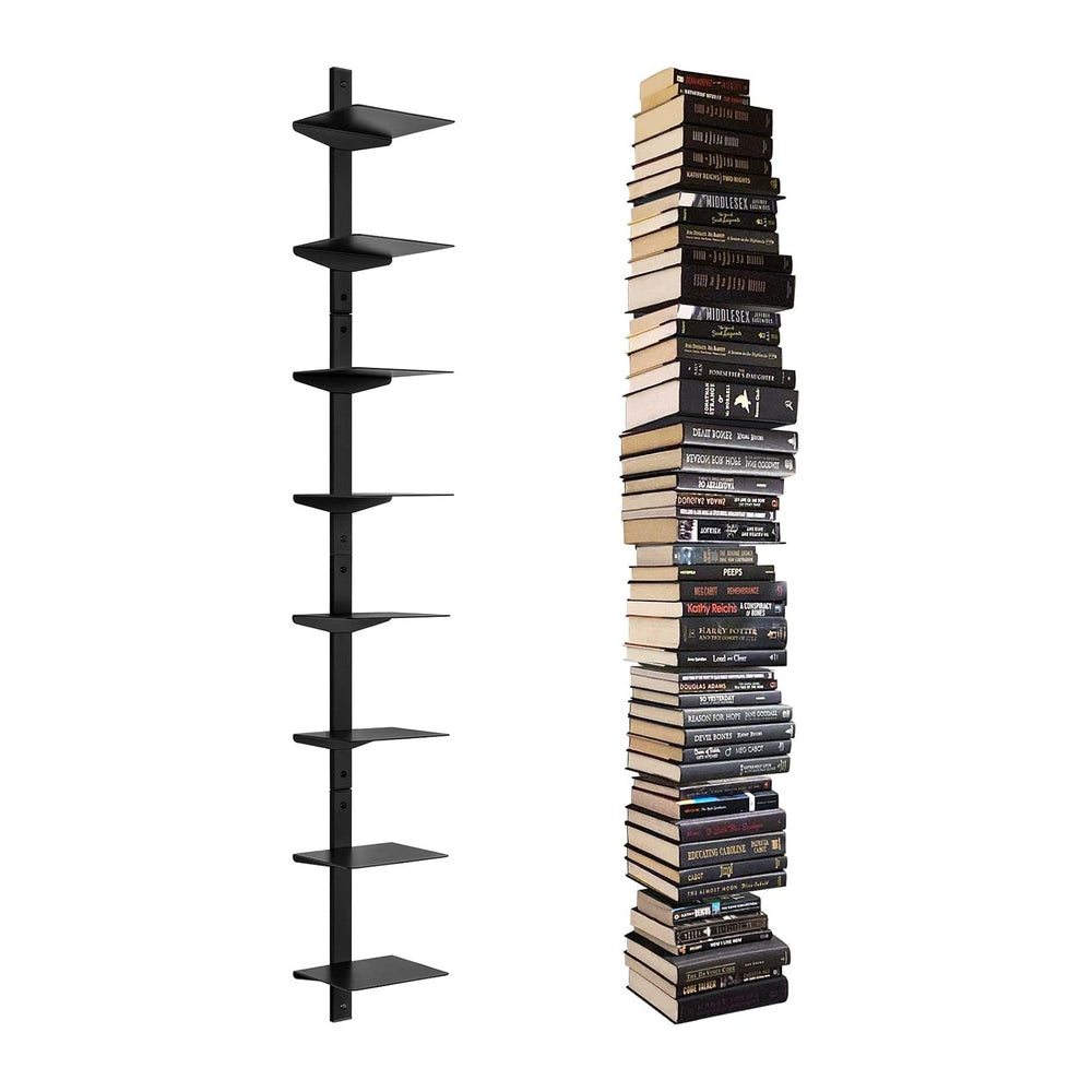 Floating Book Shelves for Wall, 8 Tier Invisible Floating Bookshelf, Vertical...