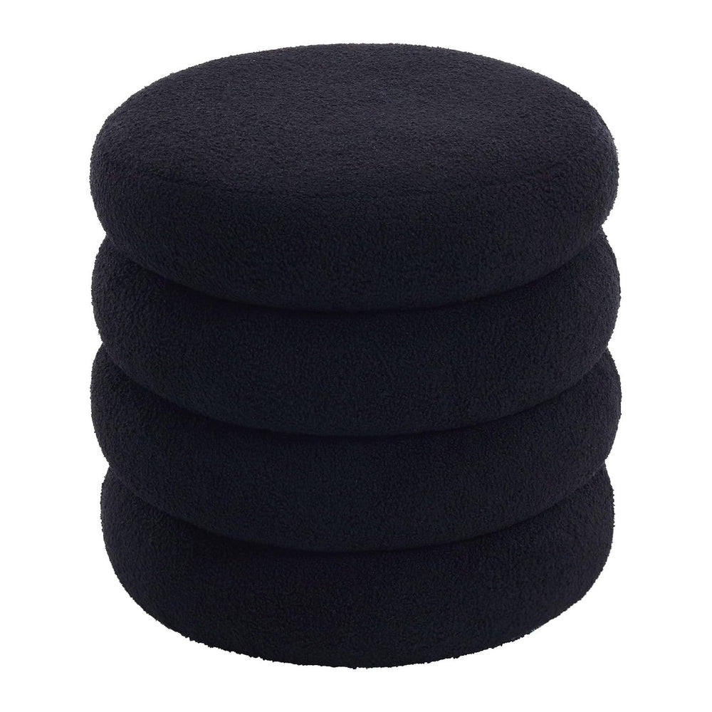 Flouki 19.5" Storage Ottoman Round, Vanity Stools for Bedroom, Sherpa Po...