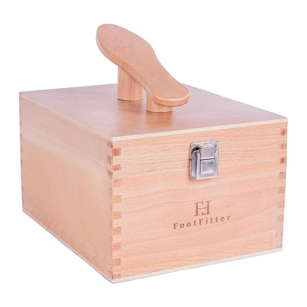 FootFitter Beech Wood Valet Box, Premium Shoe Shine Storage Organizer