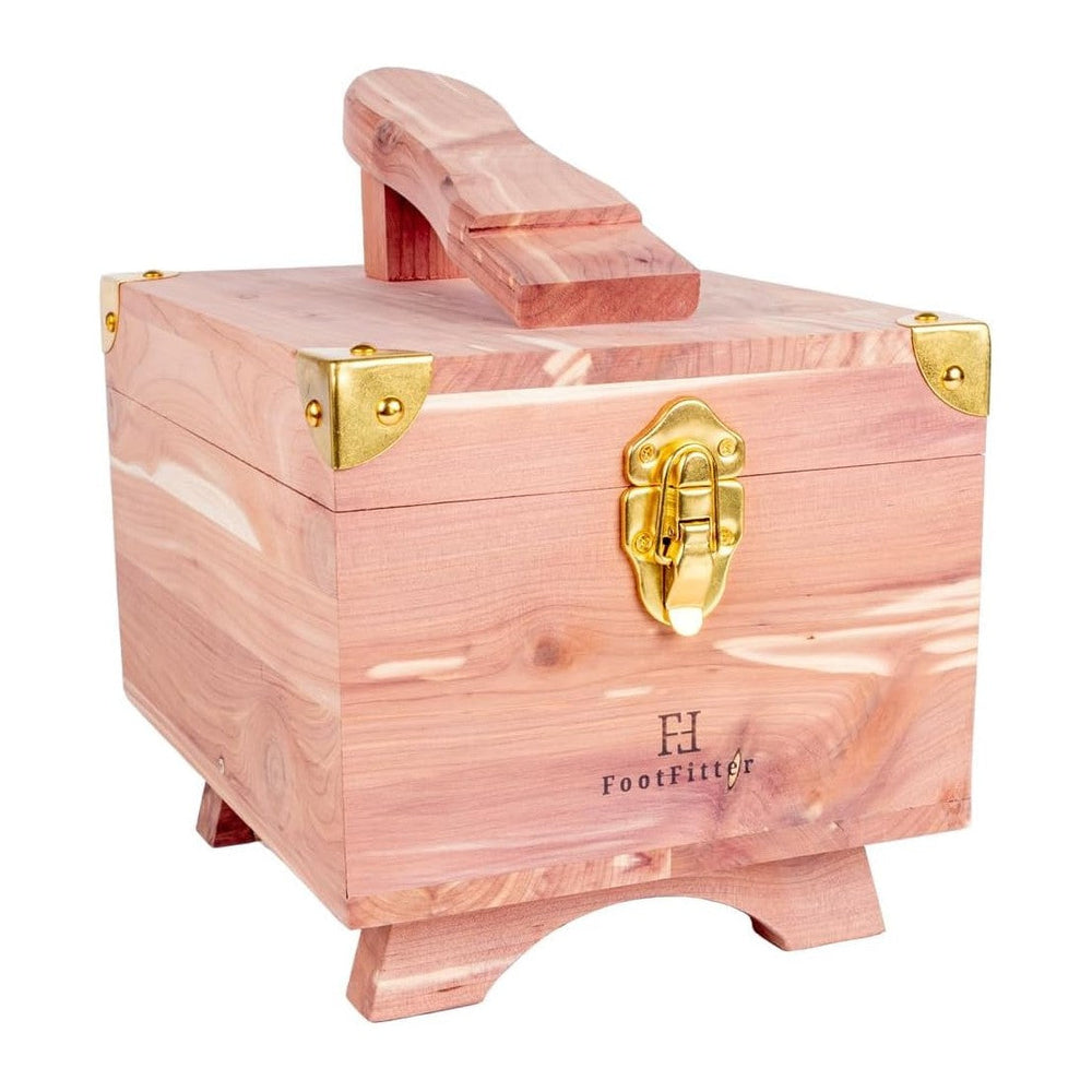 FootFitter Grand Cedar Shoe Shine Valet Box with Stand, USA Grown Wood