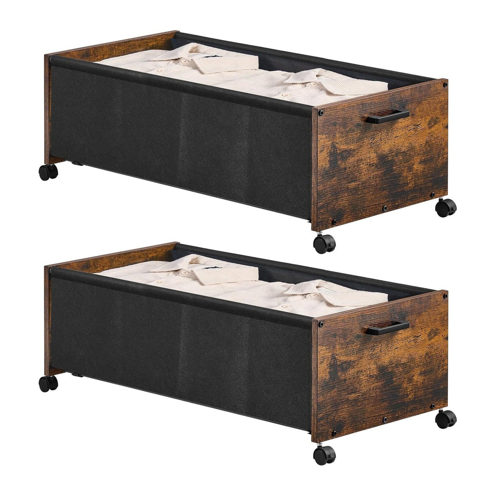 FOUCSSOMEI Under Bed Storage with Wheels, Wooden Under Bed Drawers On Wheels,...