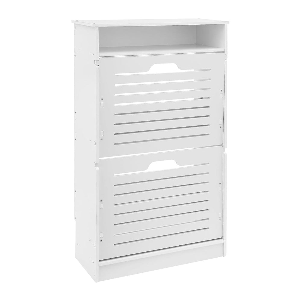 Free Standing Shoe Rack for Entryway, Hidden Narrow Shoe Storage Cabinet w/2 ...