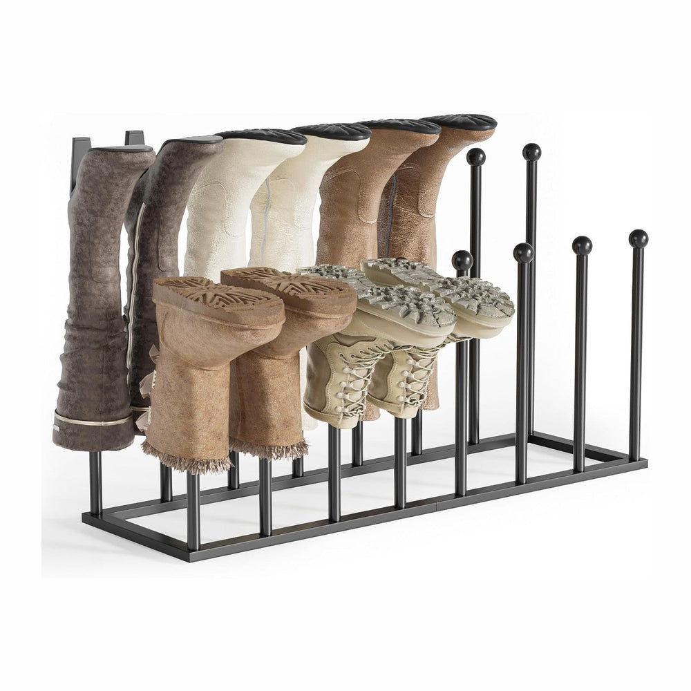 Freestanding Boot Rack, Shoe Storage Organizer Fit for 8 Pairs, Black