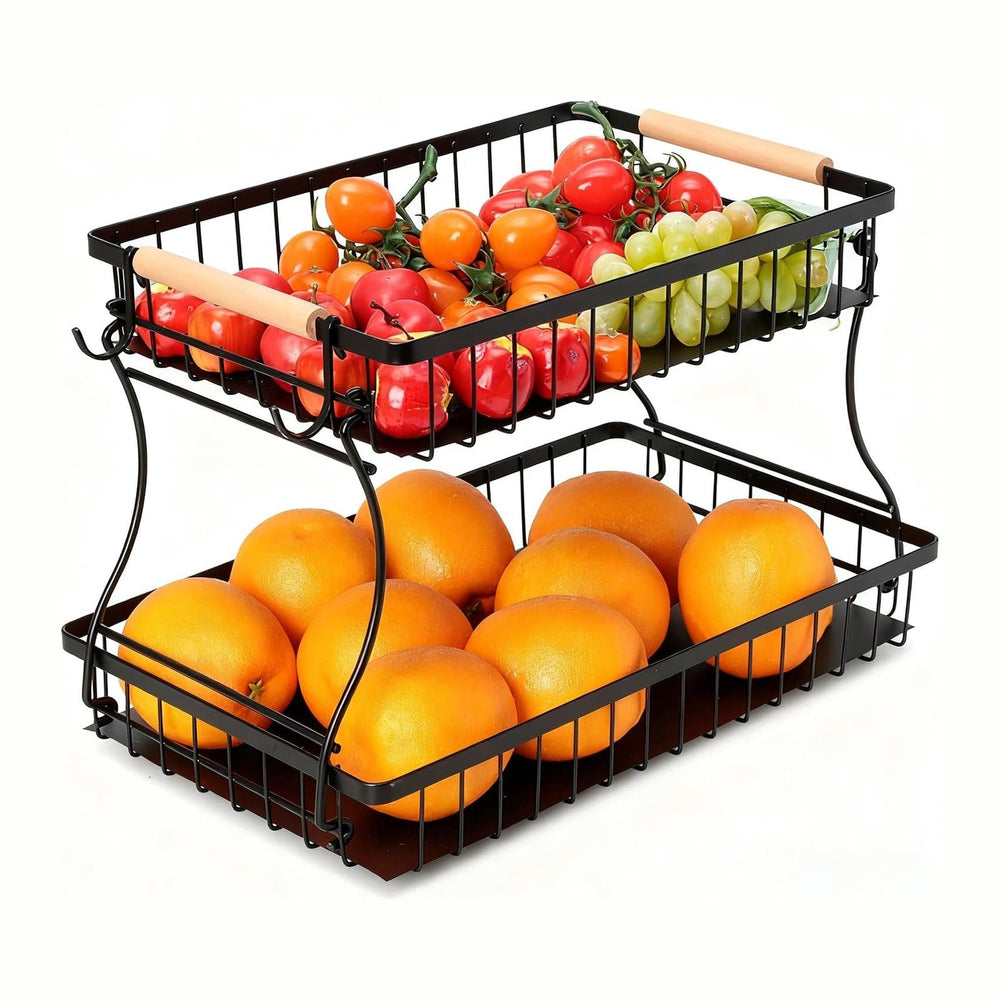 Fruit Stand Basket Storage Basket for Fruit Table 2 Tier Fruits Basket for Mo...