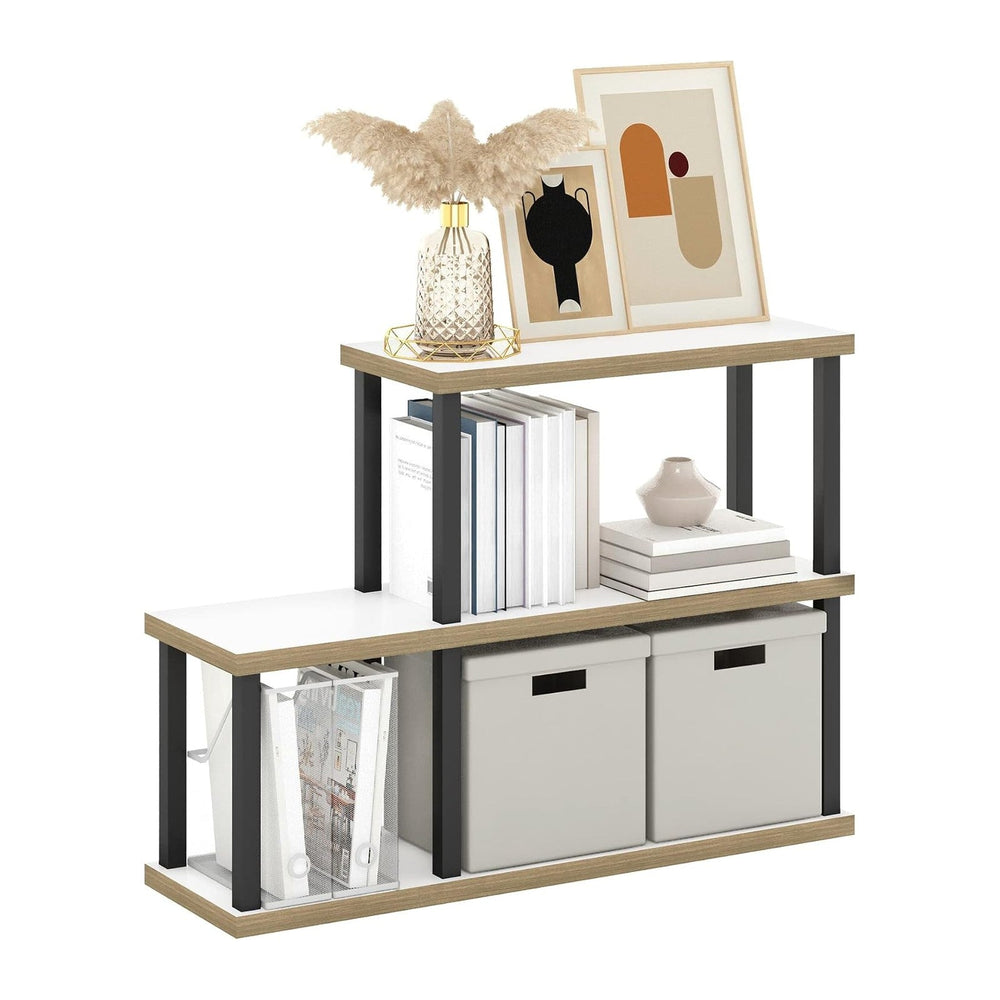Furinno Turn-N-Tube No Tools Decorative Display Shelf, 3-Tier Ladder, Solid W...