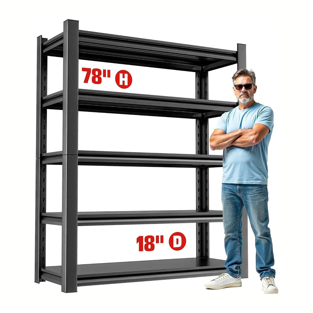 Garage Shelving Storage Rack, 40"W x 16"D x 78"H, Heavy Duty 5...