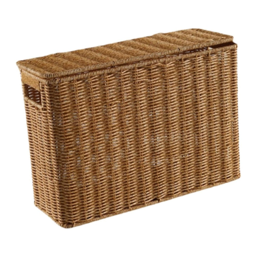 Generic Narrow and Tall Storage Box Woven Storage Basket with Lid Lightweight...