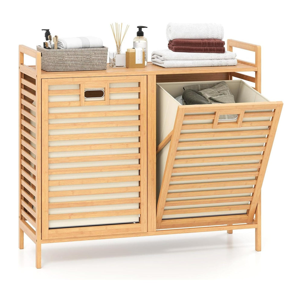 Giantex Tilt Out Laundry Hamper w/Removable & Foldable Fabric Bins