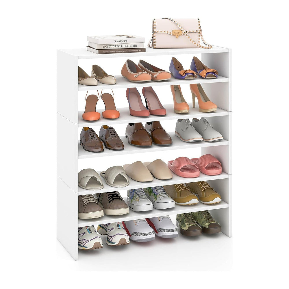 GOFLAME 6-Tier Shoe Rack, Stackable Shoe Storage Organizer, Freestanding Mode...