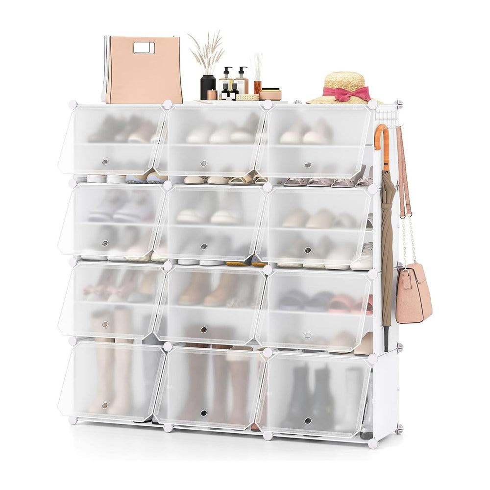 GOFLAME Portable Shoe Rack Organizer, 48 Pairs Expandable Modular Shoe Storag...