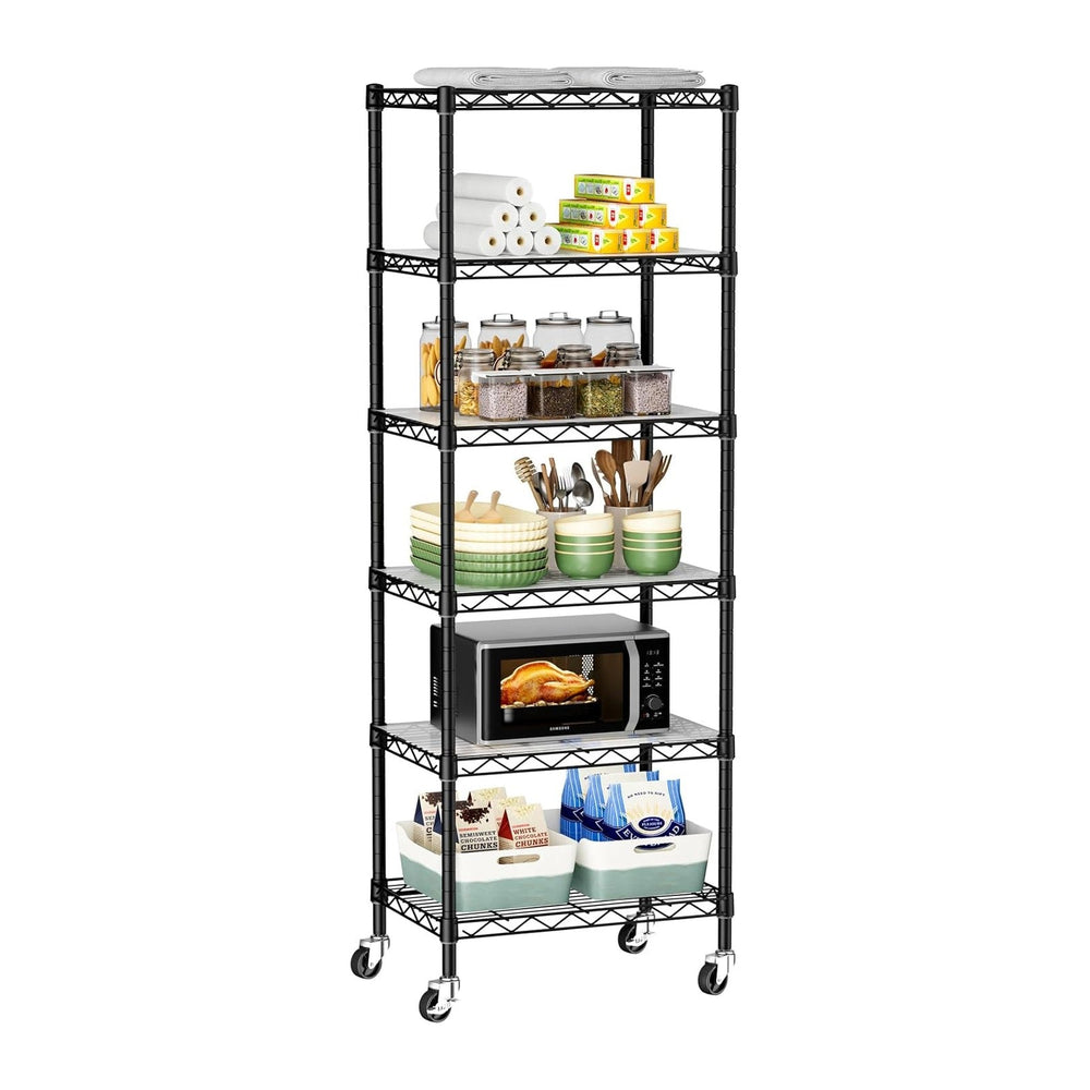Golpart Small Shelves Storage Wire Metal Adjustable Shelf Unit with Wheels