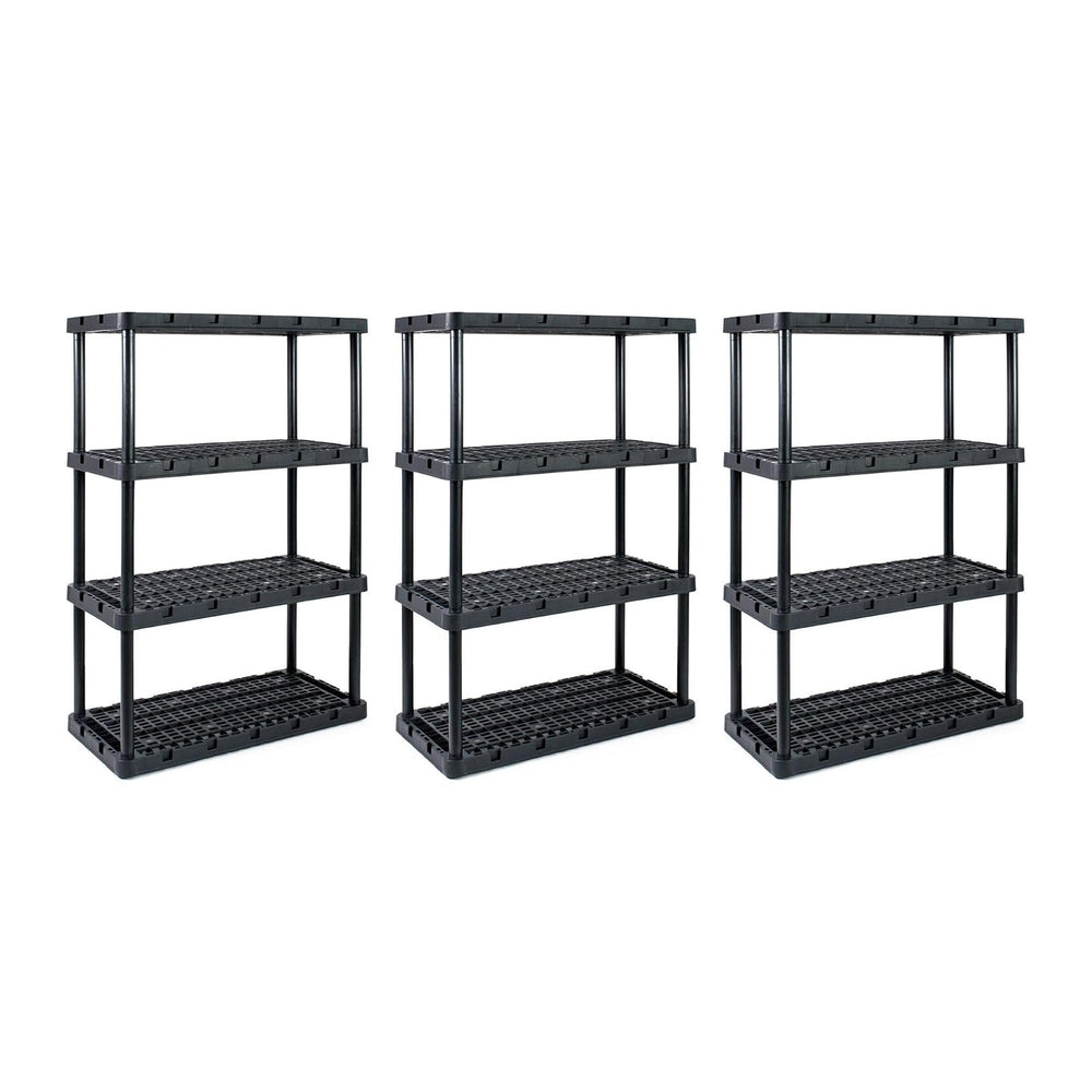 Gracious Living 3 Pack Heavy-Duty Storage Shelves, Knect-A-Shelf 4-Shelf Vent...