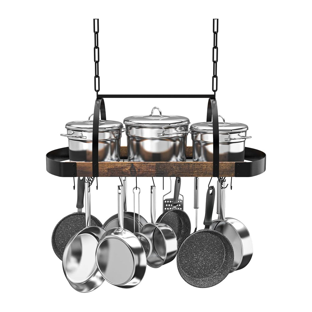Hanging Pot Rack, 32-Inch Ceiling Pot Rack, 16 S Hooks, 100 lb Capacity