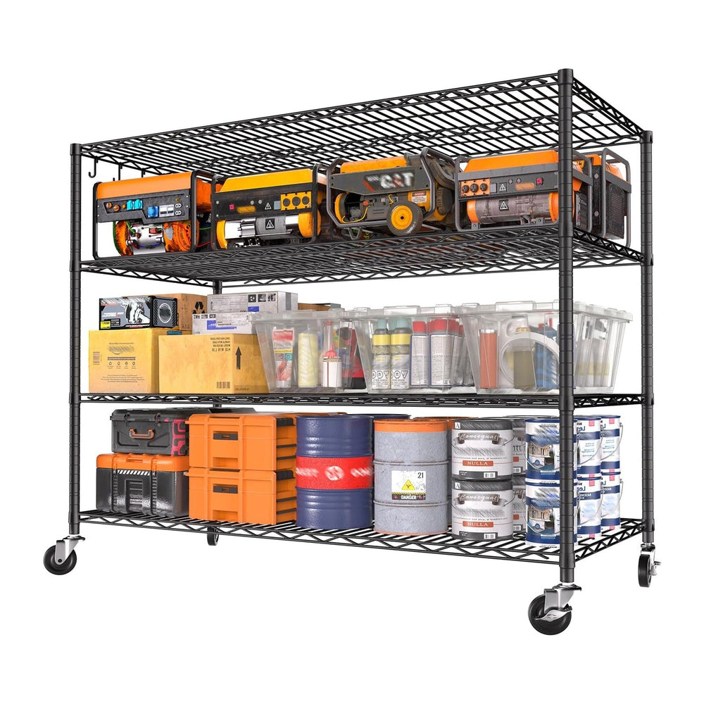 Heavy Duty Garage Shelving with Wheels: 55.5" W x 24" D x 81" ...