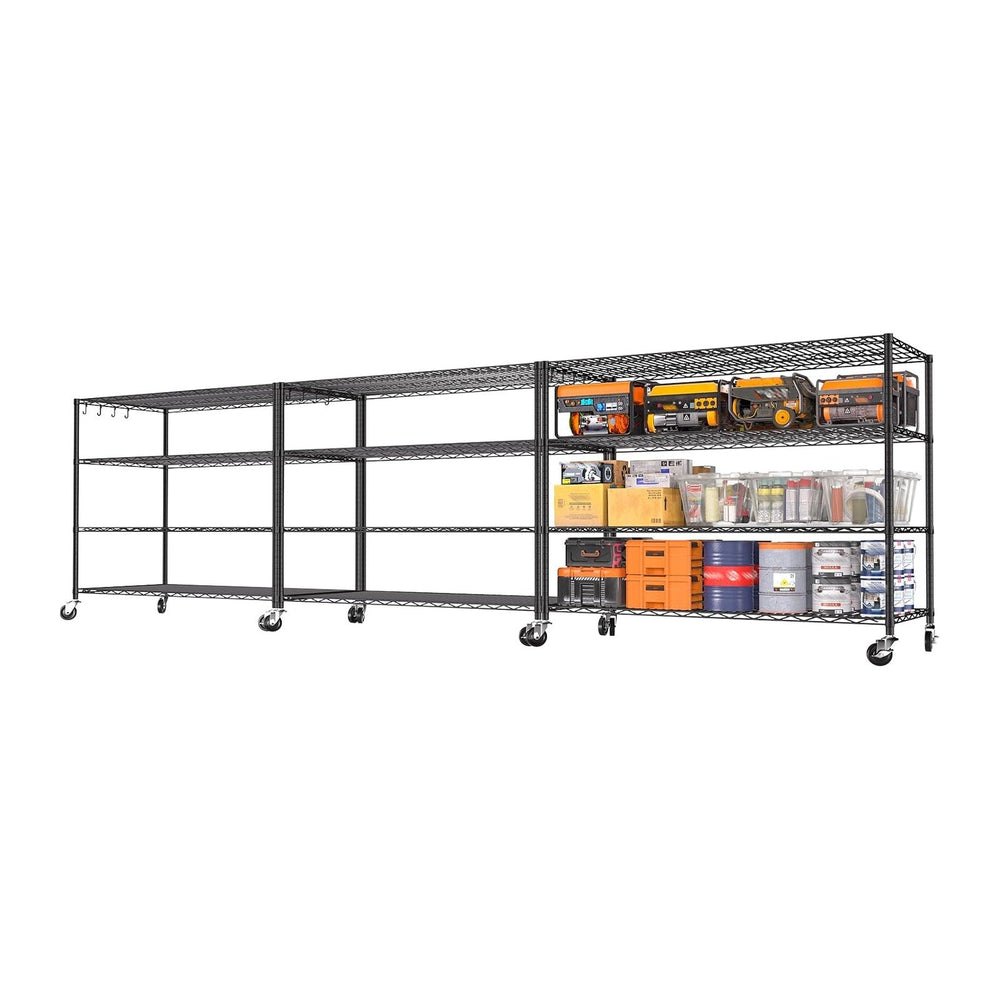Heavy Duty Garage Shelving with Wheels: 55.5" W x 24" D x 81" ...