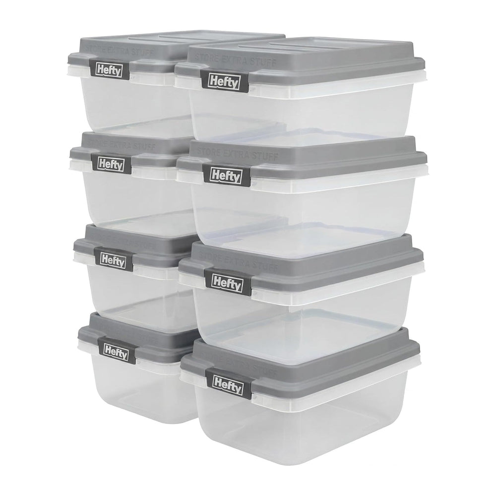 Hefty 18 Qt Hi-Rise Storage Bin with Lid, Stackable Plastic Storage Container...