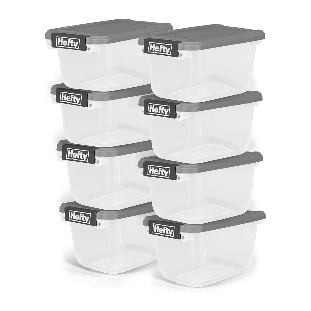 Hefty 6.5 Qt Flat-Lid Storage Bin with Lid, Stackable Plastic Storage Contain...