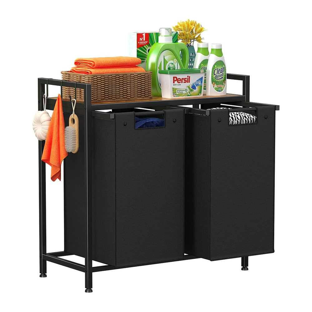 Helsin Double Laundry Hamper, Large Portable Laundry Basket, Laundry Sorter w...