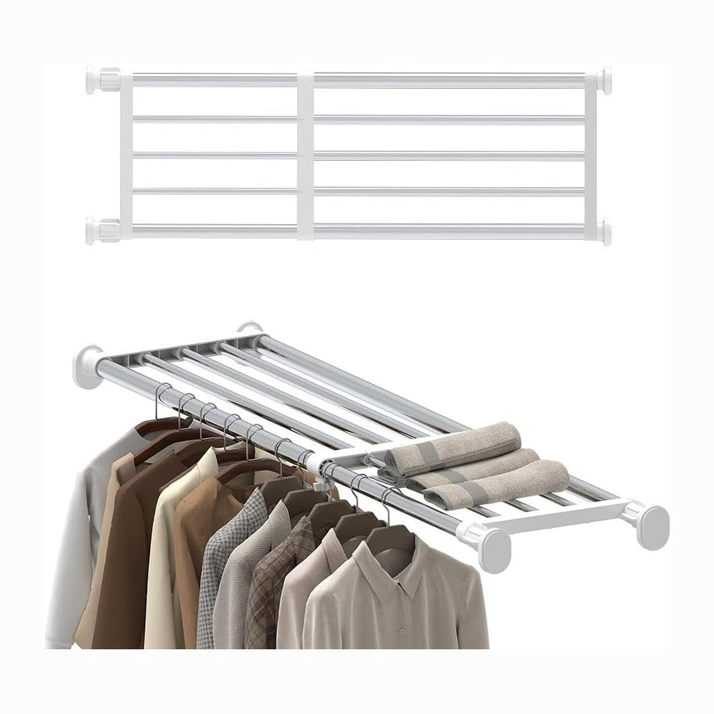 Hershii Expandable Tension Shelf Rod, Closet Tension Shelf Rod for Cabinet