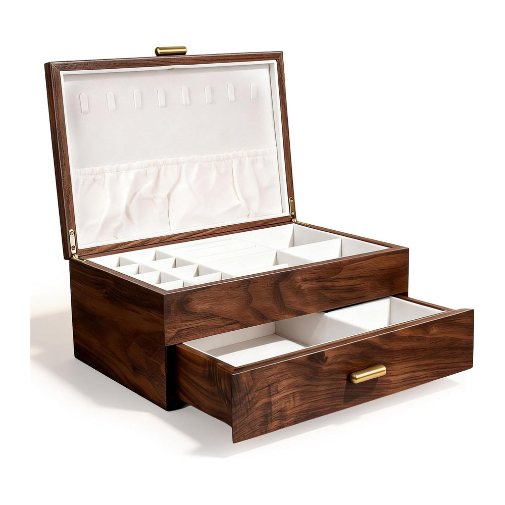 High-end Solid Wood Jewelry Storage Box Ladies Retro Wooden Necklace Jewelry ...