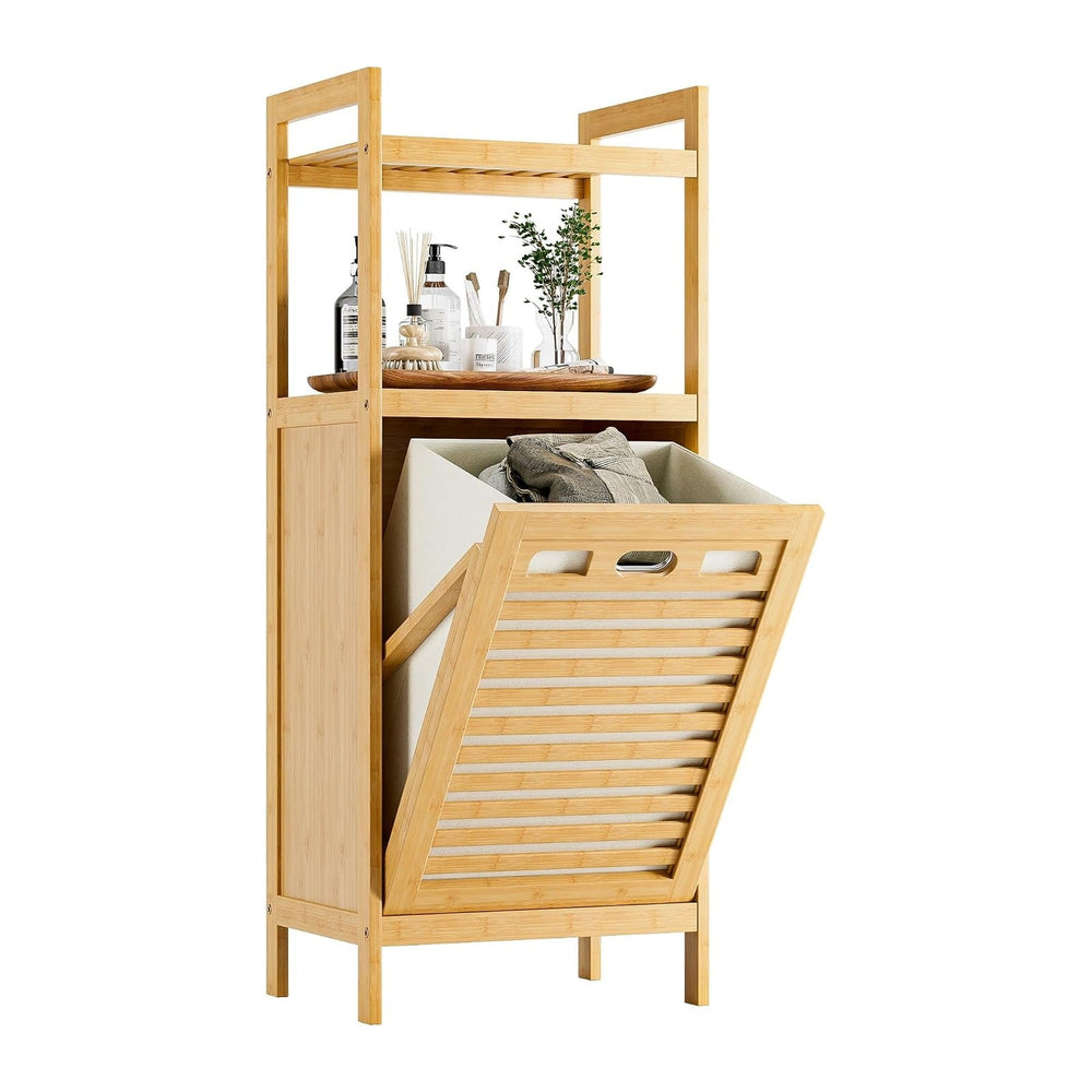 HITNET Tilt Out Laundry Hamper, Bamboo Laundry Basket with Foldable Bag and 2...