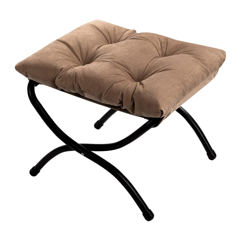 HollyHOME 15"(H) Folding Footrest Stool, Upholstered Small Foldable Otto...