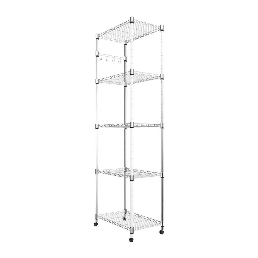 Homdox 5 Tier Steel Wire Shelving Unit on Wheels,Chrome Shelves for Garage Ki...