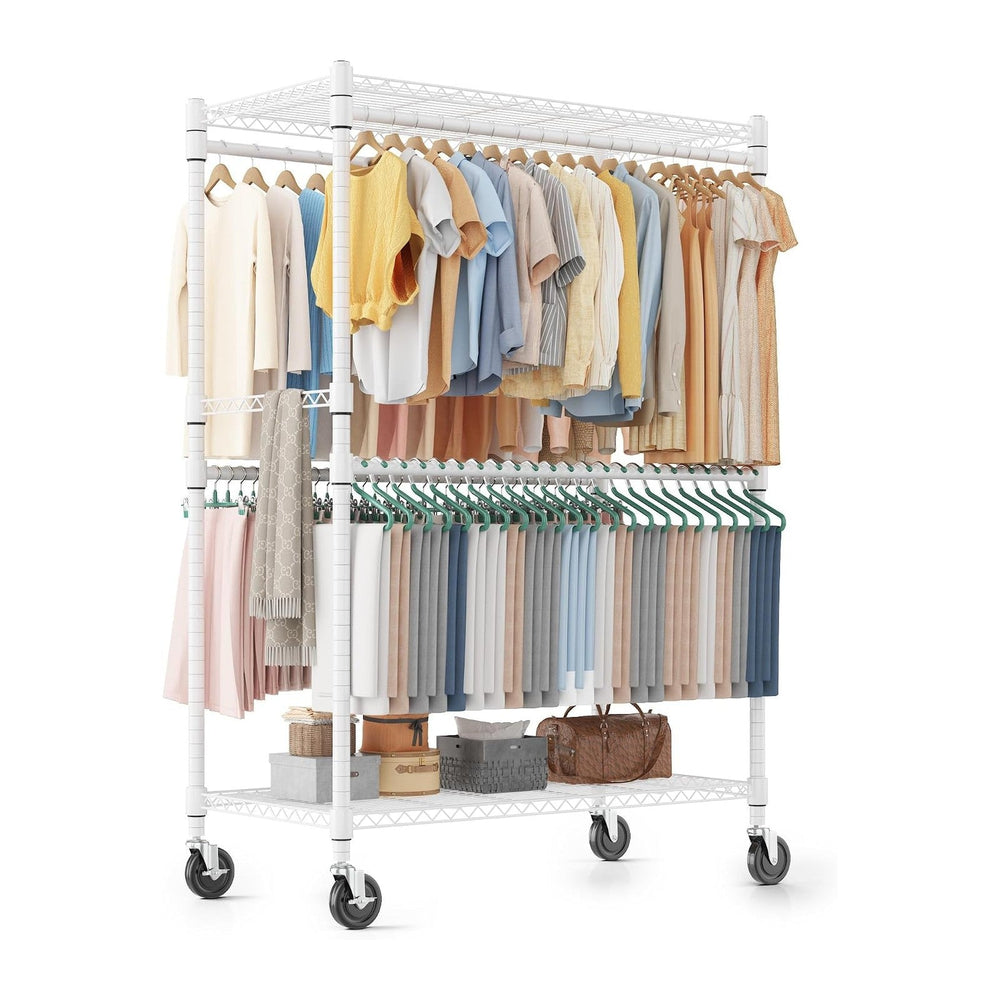 Homdox Heavy Duty Rolling Clothes Rack, Adjustable Clothing Rack for Hanging ...