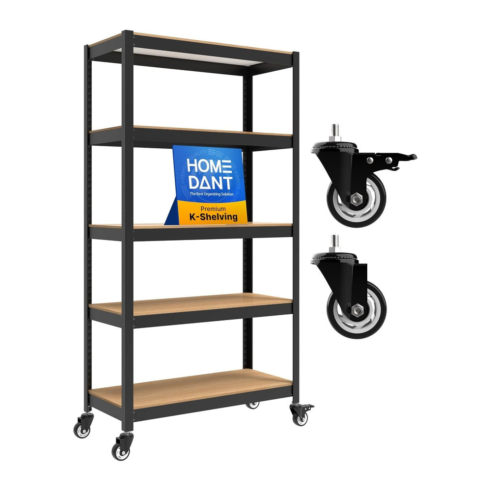 HOMEDANT House 5-Tier Metal Rolling Cart Shelf Rack Casters Heavy Duty