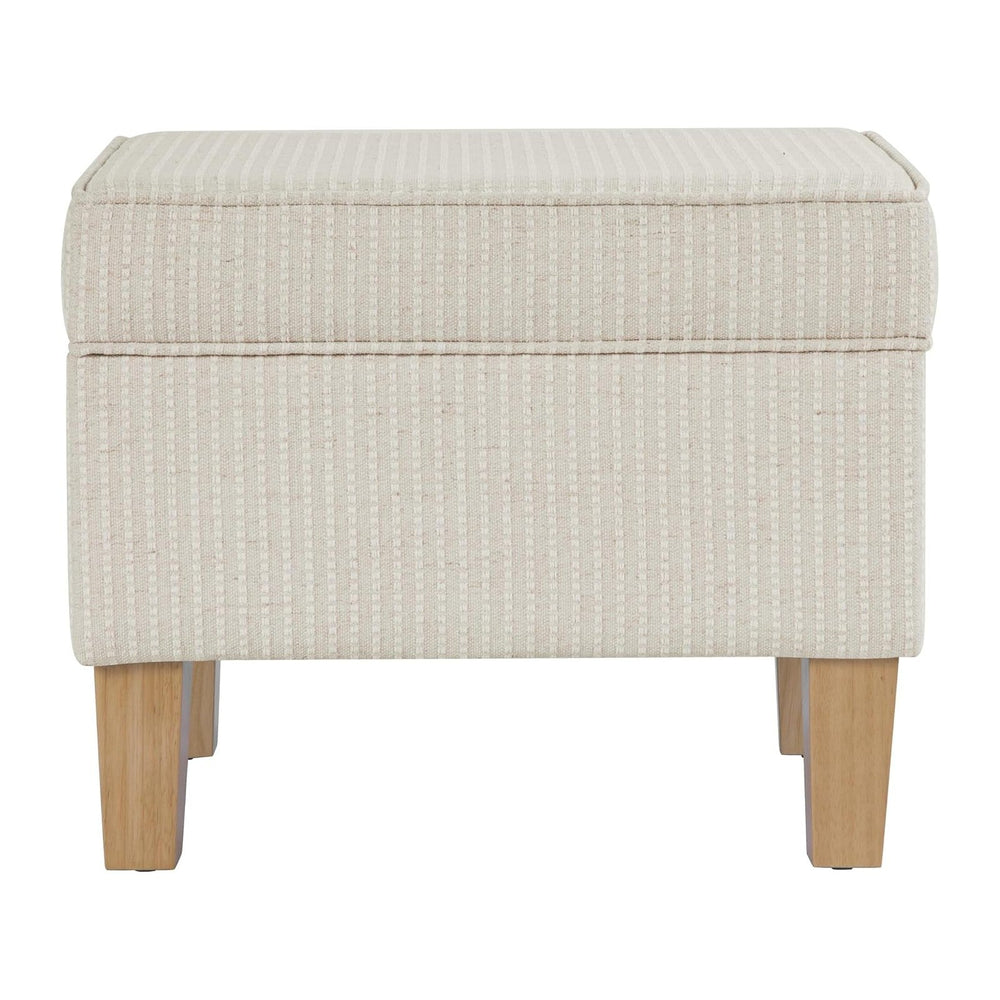 HomePop 22" Modern Rectangular Storage Ottoman - White Woven Stripe
