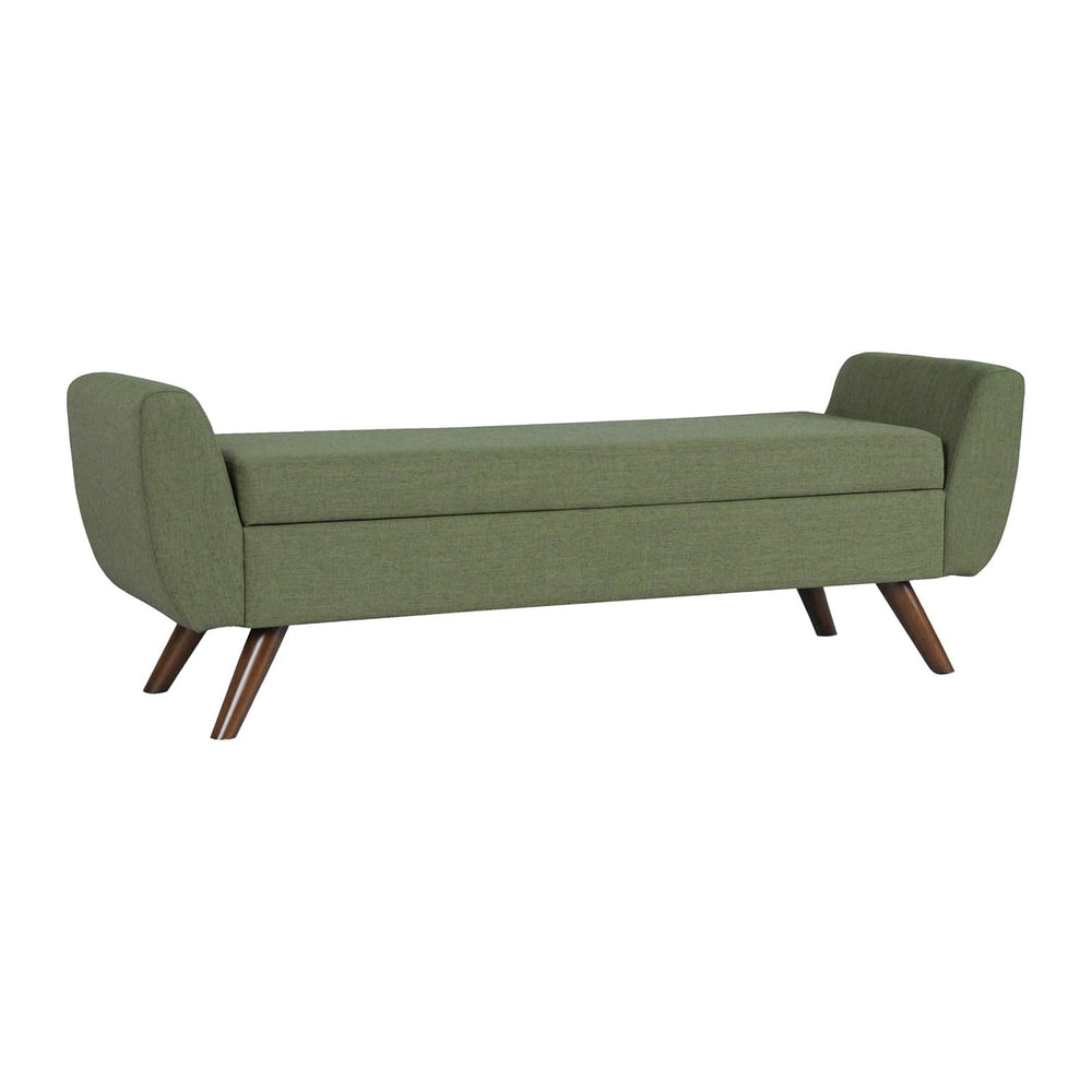 HomePop 60" Modern Storage Bench with Wood Legs - Olive Green Woven