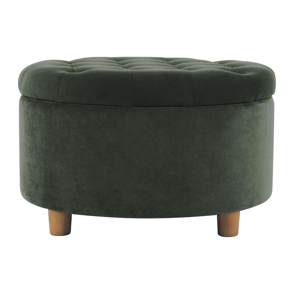 HomePop Home Decor | Large Button Tufted Velvet Round Storage Ottoman | Ottom...