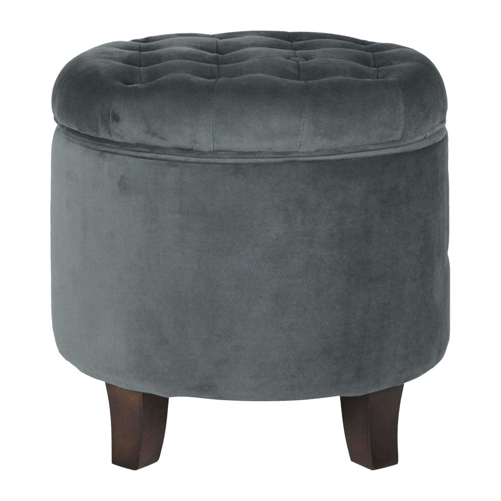 Homepop Home Decor | Upholstered Round Velvet Tufted Foot Rest Ottoman | Otto...